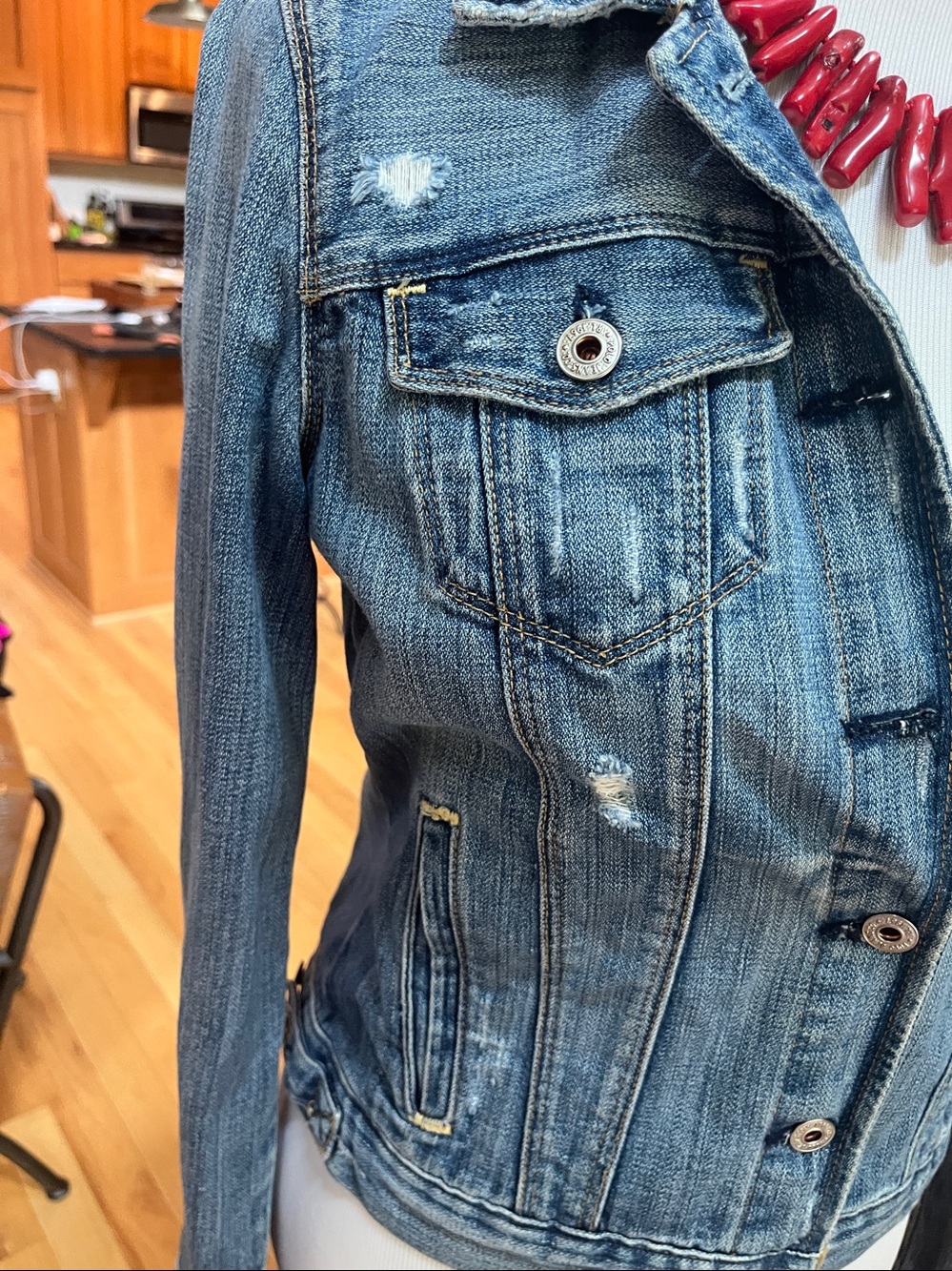 Vintage Ralph Lauren Blue Label distressed denim jacket size M - Picture 7 of 10